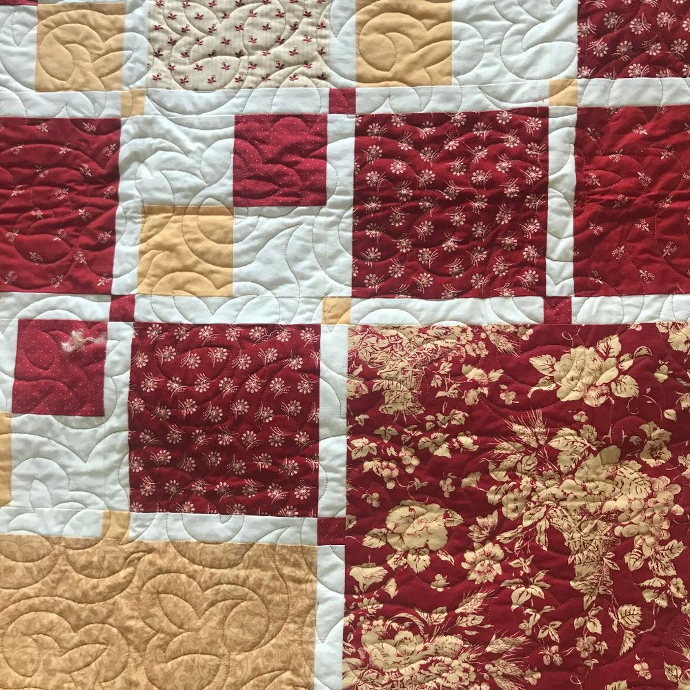 Hand Sewn quilt or throw SIZE 78" X 62"